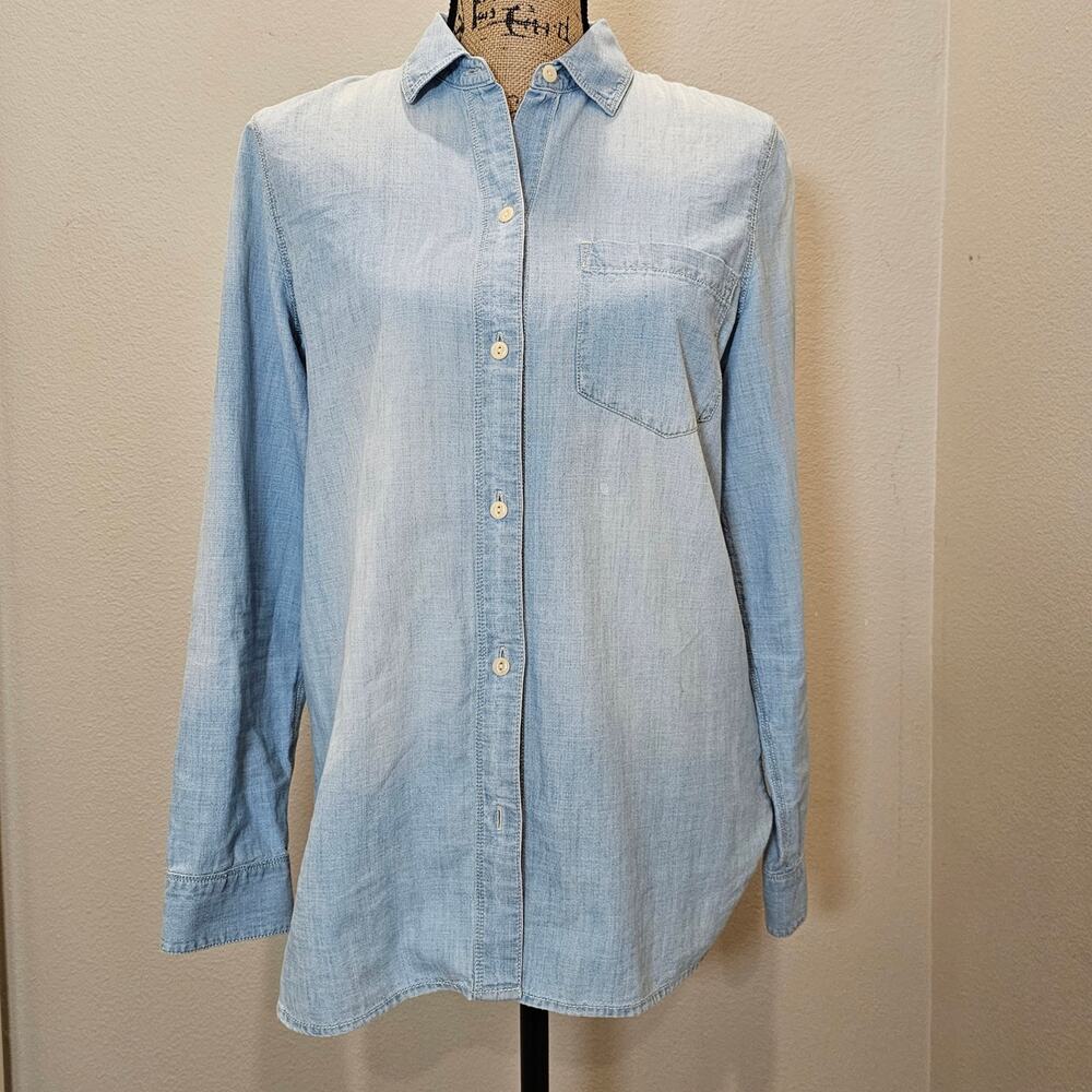 Madewell Women's Long Sleeve Button Down Chambray Top Size Small